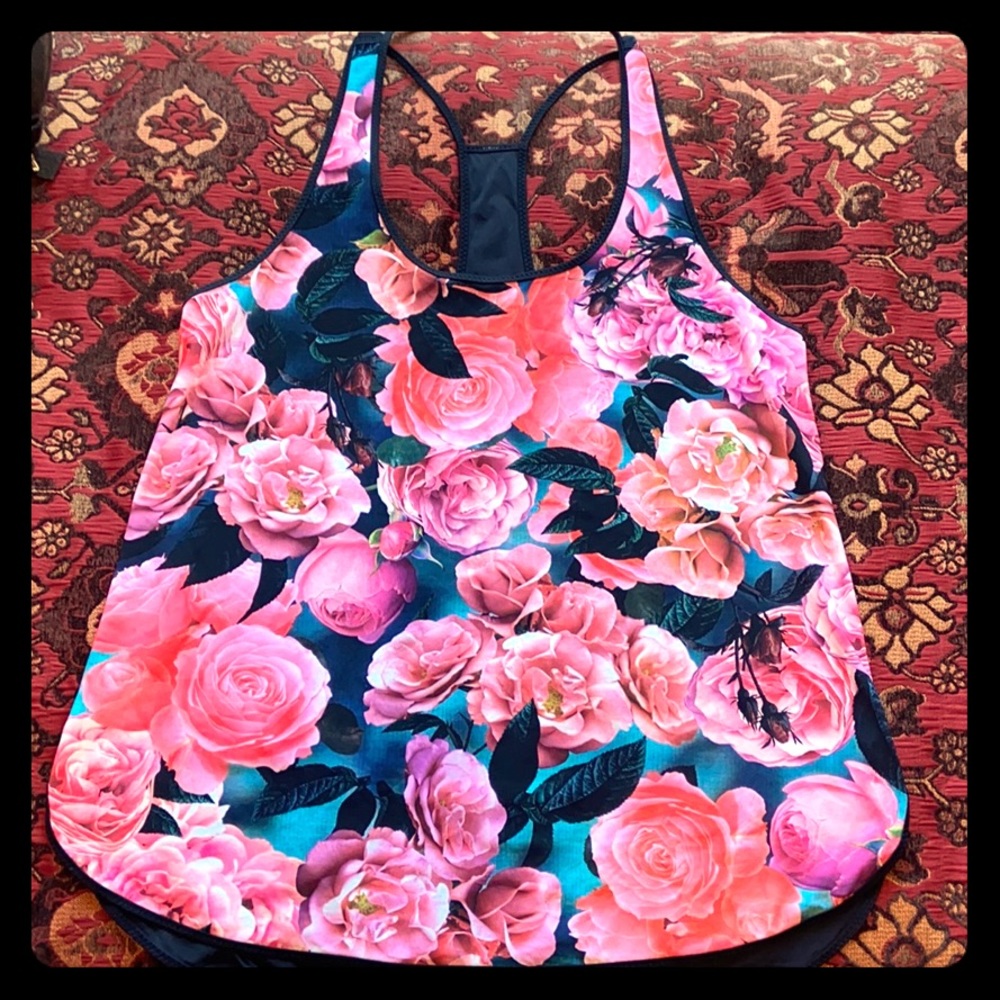 Lululemon rose print racer back shirt
